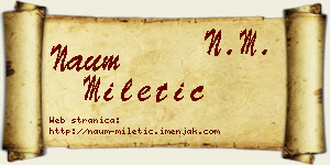 Naum Miletić vizit kartica